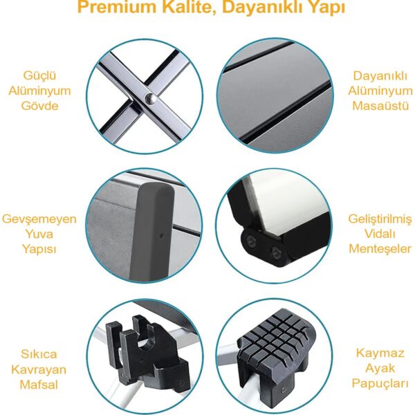 110000545597813.jpg Haegs Full Alüminyum Katlanır Kamp Masası, Piknik, Plaj, Ourdoor Hafif Kamp Masası Küçük Boy - Siyah