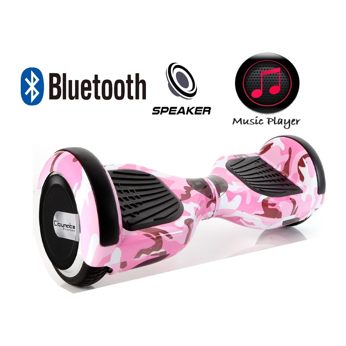 110000663181653.jpg Citymate Elektrikli Kaykay Hoverboard Bluetooth Hoparlörlü 6.5 Inch Akıllı Dengeli - Pembe Kamuflaj Grafiti Desenli