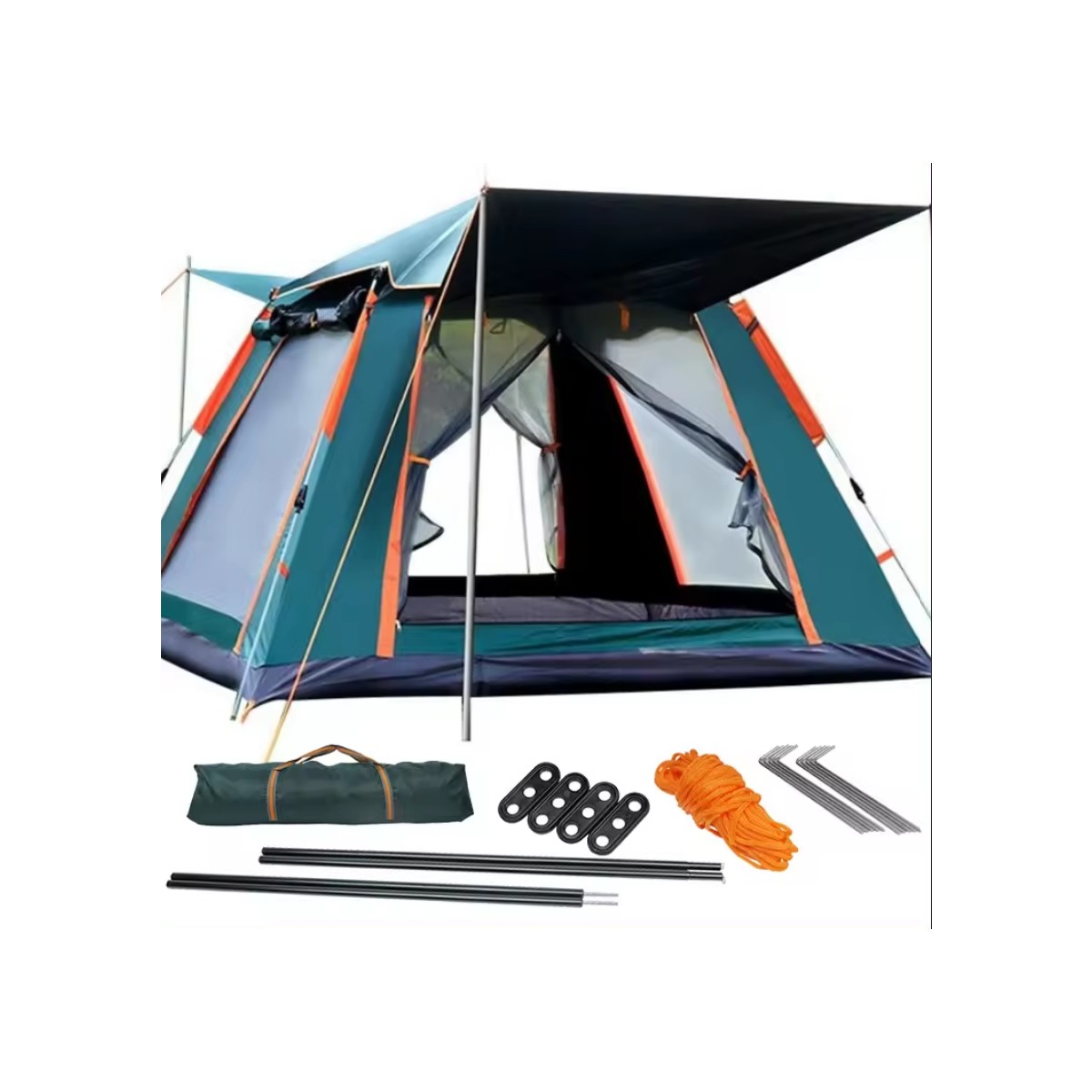 Reidan 6 Kişilik Kare Çadır Otomatik Kamp Çadırı 240X240X156CM Dayanıklı Piknik Çadır Taşıma Çantalı Su Geçirmez