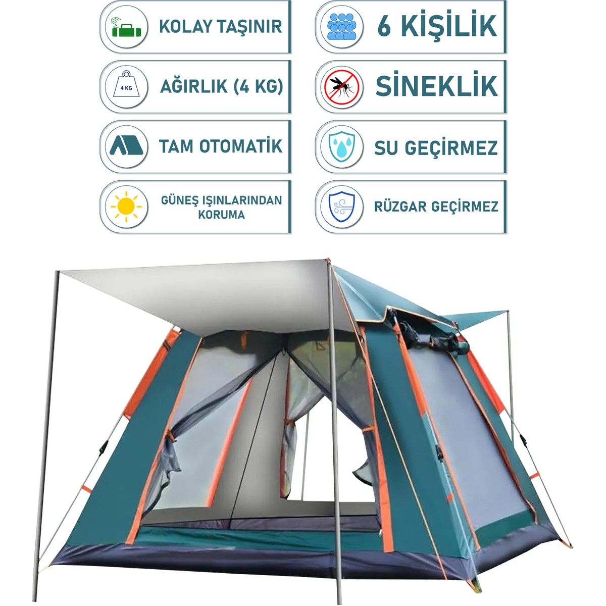 110000921924320.jpg Trend Maison 6 Kişilik Tam Otomatik Tenteli Kamp Çadırı 240X240X160