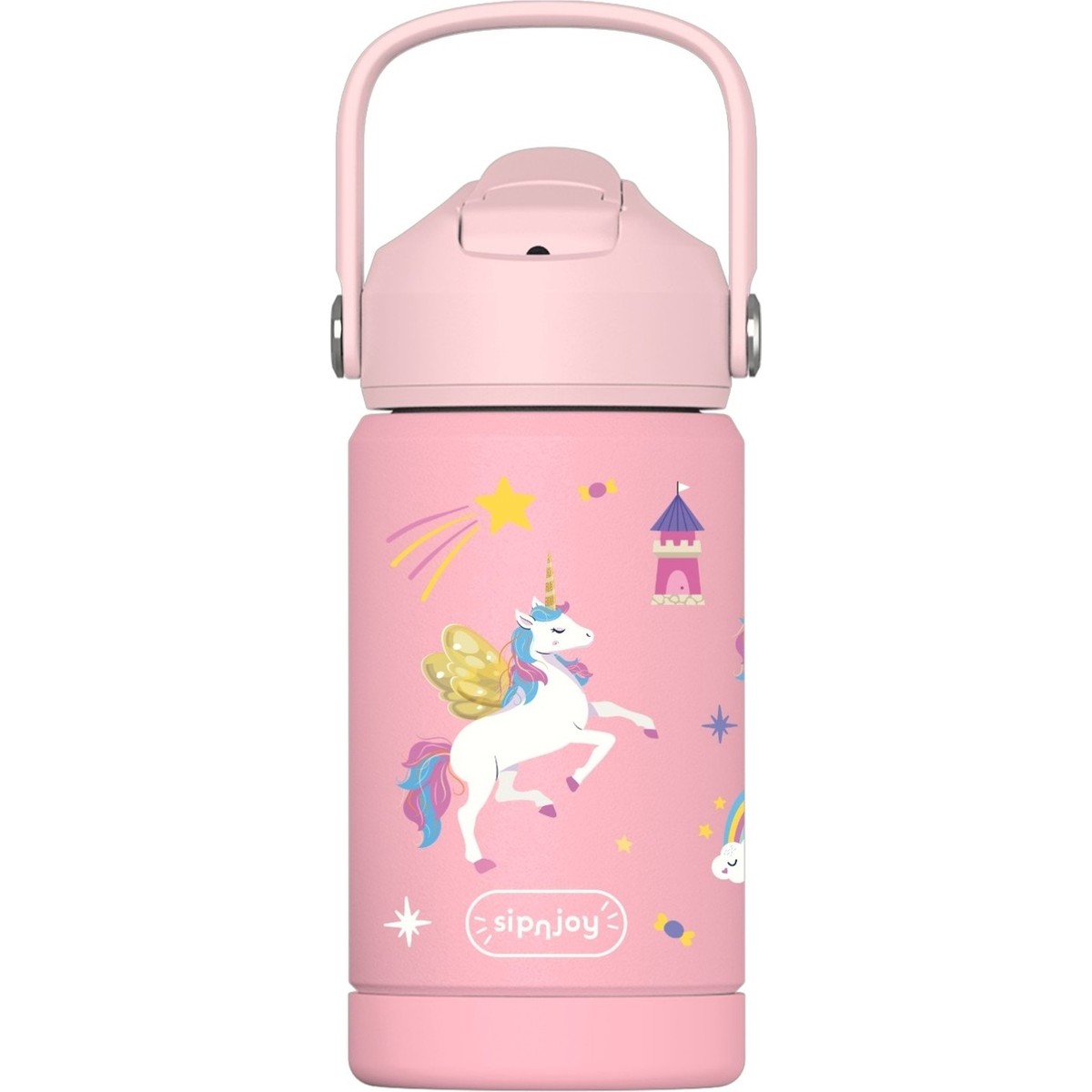 SipnJoy Flipsip Pembe Çocuk Su Termosu 360 ml Paslanmaz Çelik Ergonomik Tasarım Özellikli