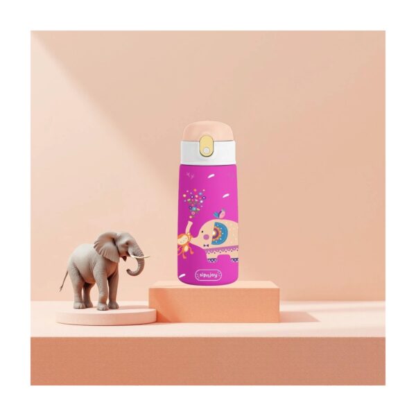 110001061952450.jpg SipnJoy Sipsquad Çocuk Termosu 480 ml Paslanmaz Çelik Pembe Renkli Eğlenceli Tasarım