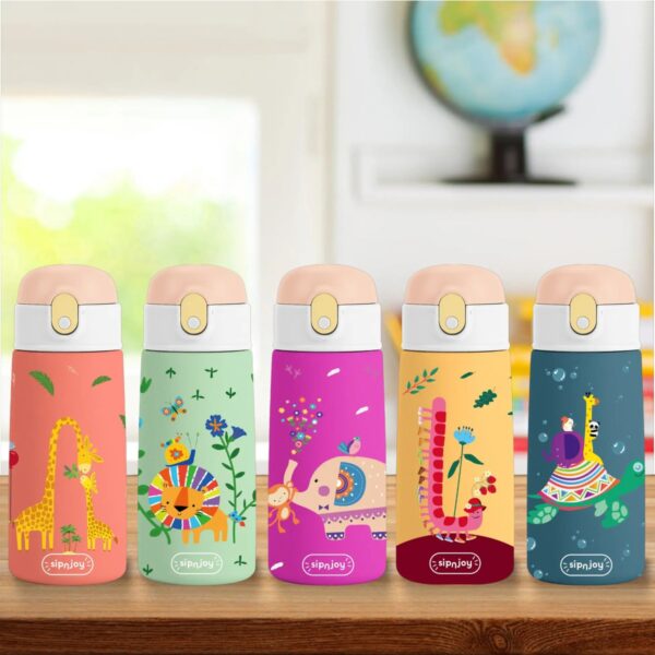 110001061952451.jpg SipnJoy Sipsquad Çocuk Termosu 480 ml Paslanmaz Çelik Pembe Renkli Eğlenceli Tasarım