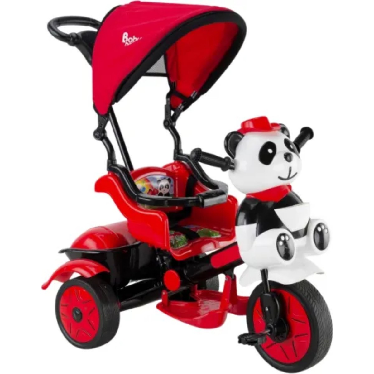 110001270614019.jpg Babyhope Little Panda Kırmızı Siyah Lüx Bisiklet 1-4 Yaş Arası Çocuklar İçin Güvenli ve Eğlenceli