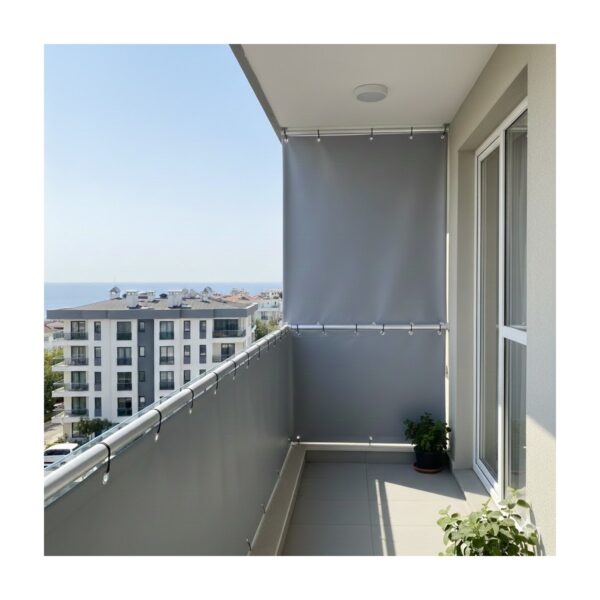 Branda Noktası 650 Gr/m² Profesyonel Kapsüllü Gri Polyester Branda – Su ve Uv Geçirmez - Balkon, Garaj, Bahçe