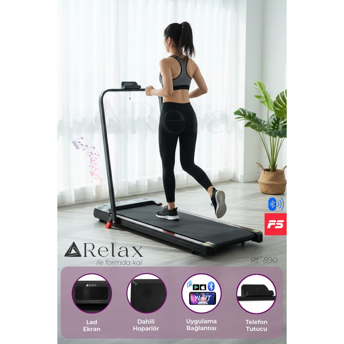 110001420291824.jpg Relax Bluetoothlu Uzaktan Kumandalı Portatif Yürüme ve Koşu Bandı