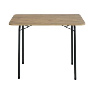 Bofigo Çam Desenli Katlanır Masa Ahşap Metal 60 x 80 cm Balkon Bahçe Piknik Masası