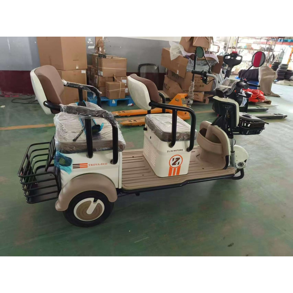 110001626839074.jpg Zlin Motors Troya Eco Beyaz Üç Tekerlekli Elektrikli Motosiklet 300 kg Taşıma Kapasitesi ile
